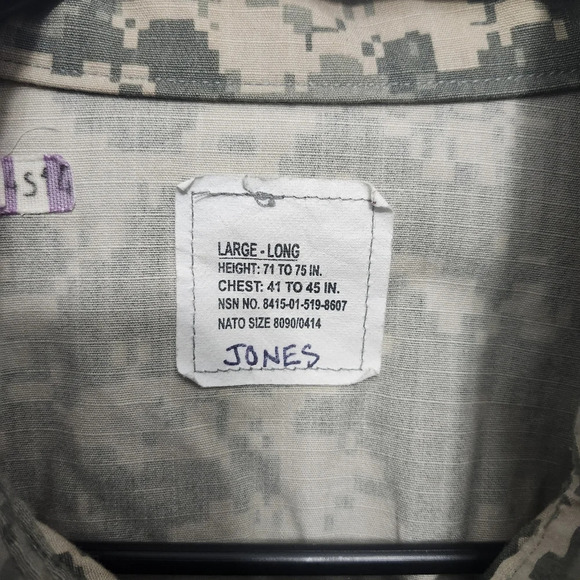 Men's camouflage jacket coat size large long full zipper army combat un… - Picture 4 of 9